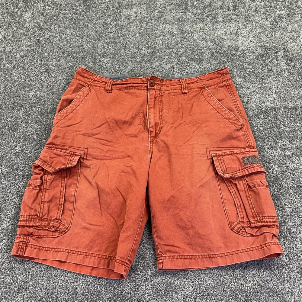 UNIONBAY Cargo Shorts Mens 38 Orange Cotton Canvas Pockets Outdoor Casual